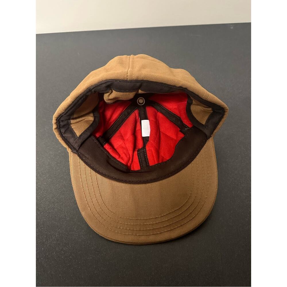 Vintage Carhartt S Tan Thermolite Ear Flap Winter Cap Quilted Lined Hat USA - Picture 6 of 10